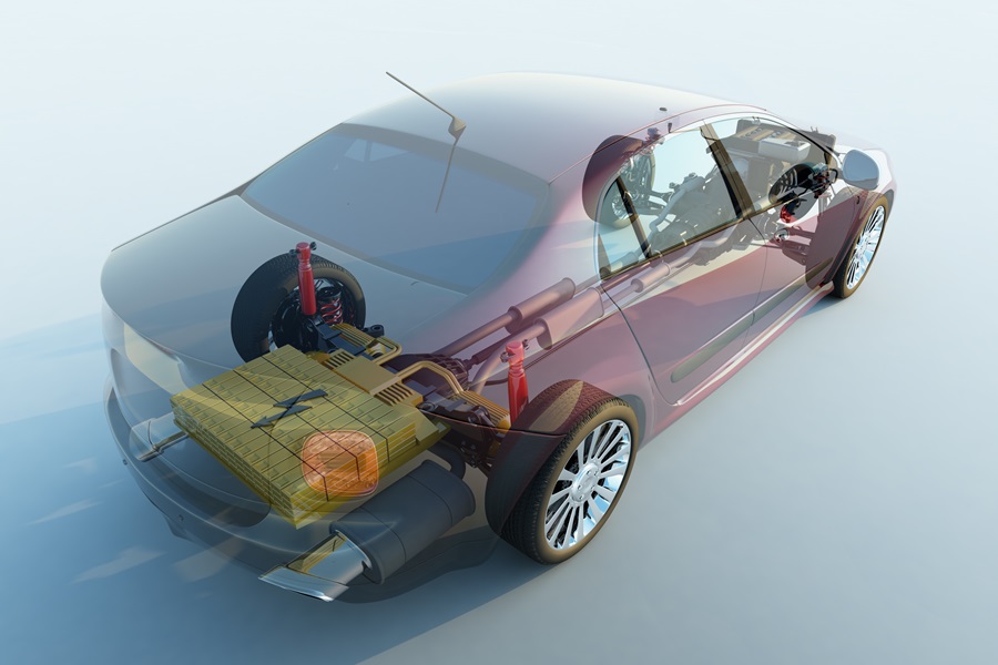 3d render inside view of electric car